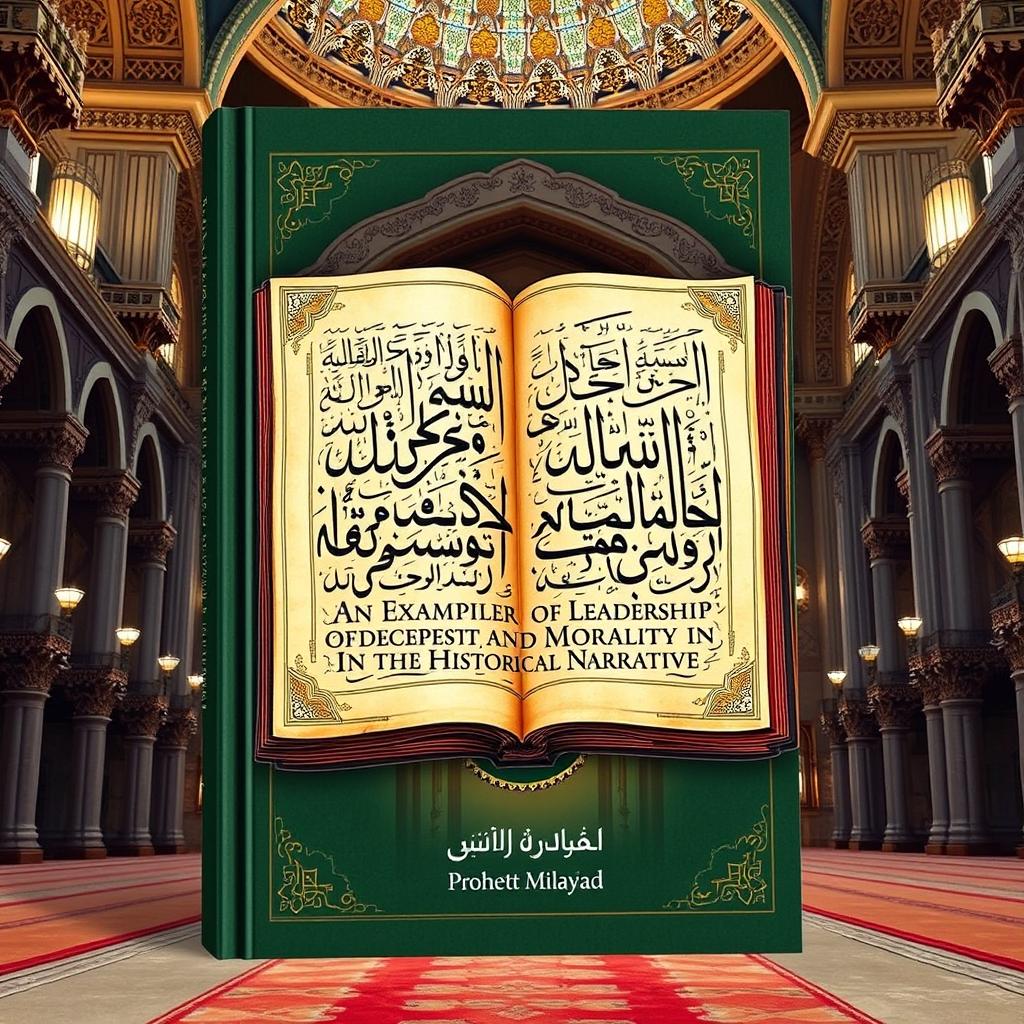 A historical and analytical book cover titled 'Prophet Muhammad: An Exemplar of Leadership and Morality in the Historical Narrative'