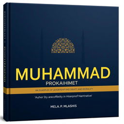 A modern book cover for a historical and analytical book titled 'Prophet Muhammad: An Exemplar of Leadership and Morality in the Historical Narrative'