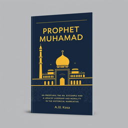 A modern book cover design for a historical and analytical book titled 'Prophet Muhammad: An Exemplar of Leadership and Morality in the Historical Narrative'