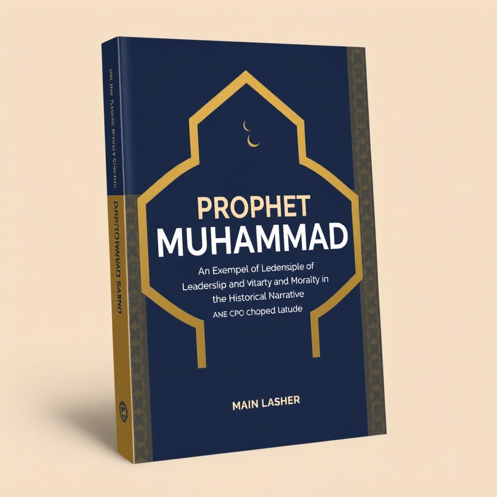 A modern book cover design for a historical and analytical book titled 'Prophet Muhammad: An Exemplar of Leadership and Morality in the Historical Narrative'