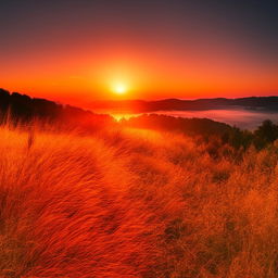 A vibrant sunrise over a serene landscape, symbolizing a great tomorrow full of promise and new possibilities.