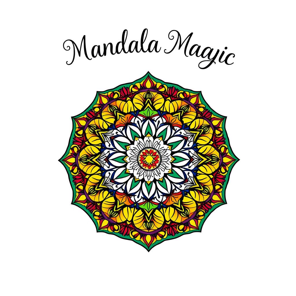 A vibrant and intricate mandala design perfect for a coloring book cover