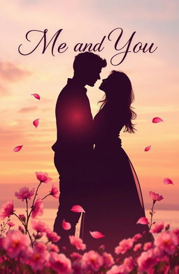 A romantic book cover design for a novel titled 'Me and You'