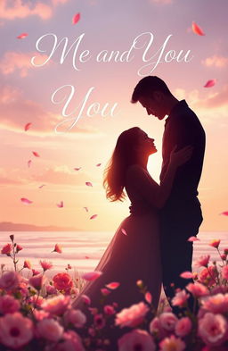A romantic book cover design for a novel titled 'Me and You'