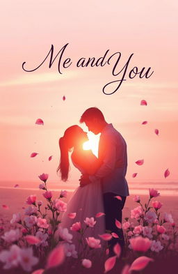 A romantic book cover design for a novel titled 'Me and You'
