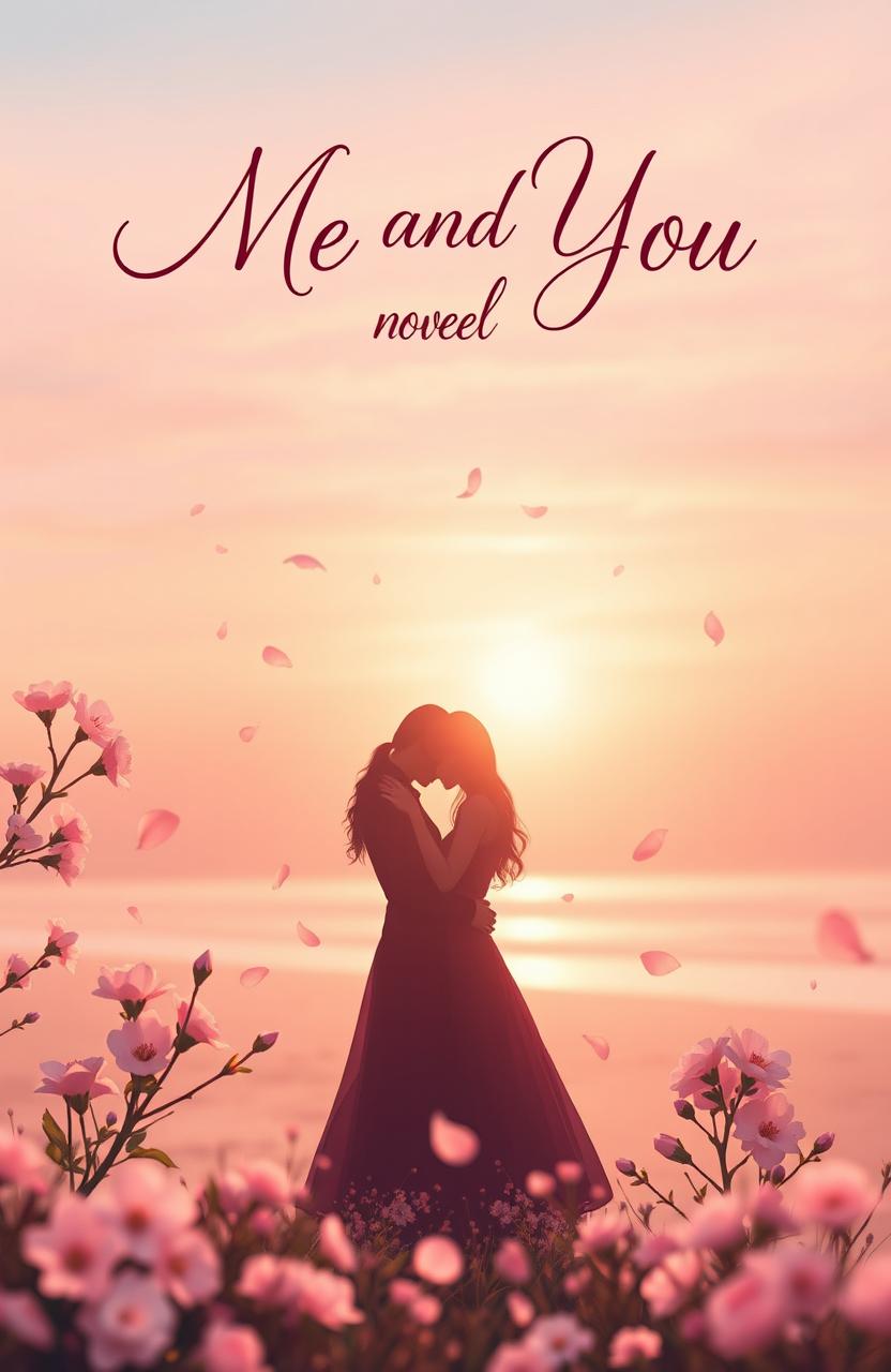 A romantic book cover design for a novel titled 'Me and You'