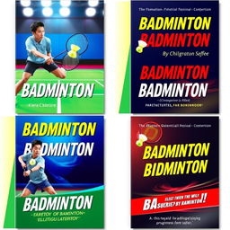A series of captivating badminton book covers that encapsulate the sport's energy and excitement