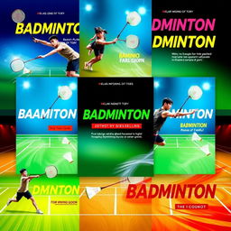A series of captivating badminton book covers that encapsulate the sport's energy and excitement