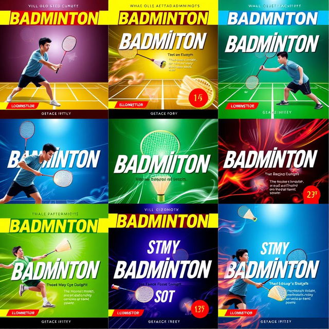 A series of captivating badminton book covers that encapsulate the sport's energy and excitement