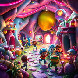 An imaginative and whimsical scene inspired by Disney Pixar's hidden secrets, capturing fun and adventure