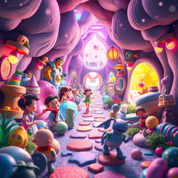 An imaginative and whimsical scene inspired by Disney Pixar's hidden secrets, capturing fun and adventure