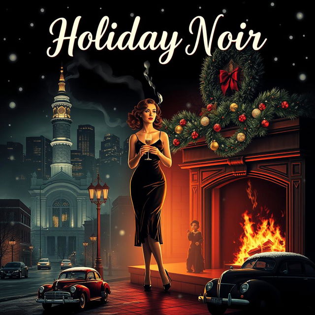 A visually striking poster that merges the holiday season with classic film noir elements