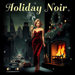 A visually striking poster that merges the holiday season with classic film noir elements