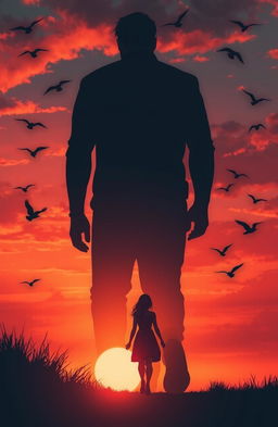 An emotional, melancholic evening scene depicting a sad love story between two characters