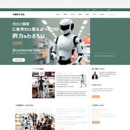 A longread website layout featuring an article on AI-powered humanoid sales robots in Japan