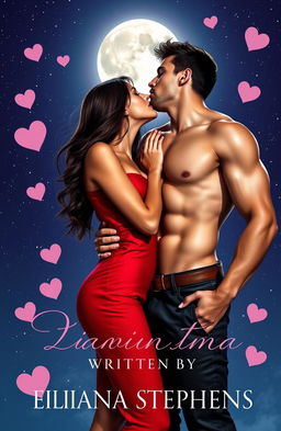 A romantic scene depicting a handsome vampire kissing a stylish girl on her neck