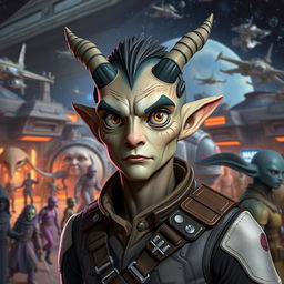 A male Balosar from the Star Wars universe, featuring distinctive antennas on his head