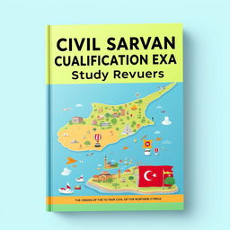 An engaging book cover design for study resources crafted for the qualification exam for civil servants in Northern Cyprus