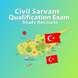 An engaging book cover design for study resources crafted for the qualification exam for civil servants in Northern Cyprus