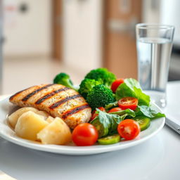 A colorful and nutritious hospital diet plate featuring a balanced meal