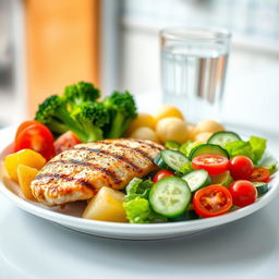 A colorful and nutritious hospital diet plate featuring a balanced meal