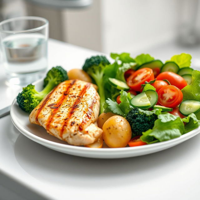 A colorful and nutritious hospital diet plate featuring a balanced meal