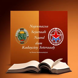 A captivating book cover design titled 'Narasi Sejarah Nu dan Muhammadiyah dalam Karya Sastra'