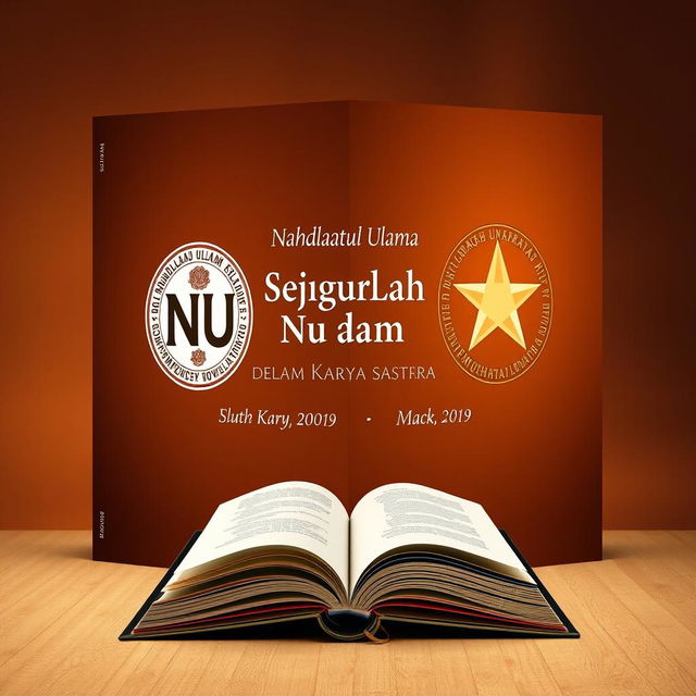 A captivating book cover design titled 'Narasi Sejarah Nu dan Muhammadiyah dalam Karya Sastra'