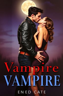 A romantic and sexy book cover depicting a handsome boy with a gangster appearance kissing a stylish girl on her neck under the moonlight