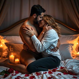 A passionate and intimate scene between two consenting adults, captured in a romantic ambiance