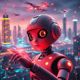 A vibrant and futuristic representation of artificial intelligence at work, showcasing interconnected circuits and glowing data streams flowing through a digital landscape