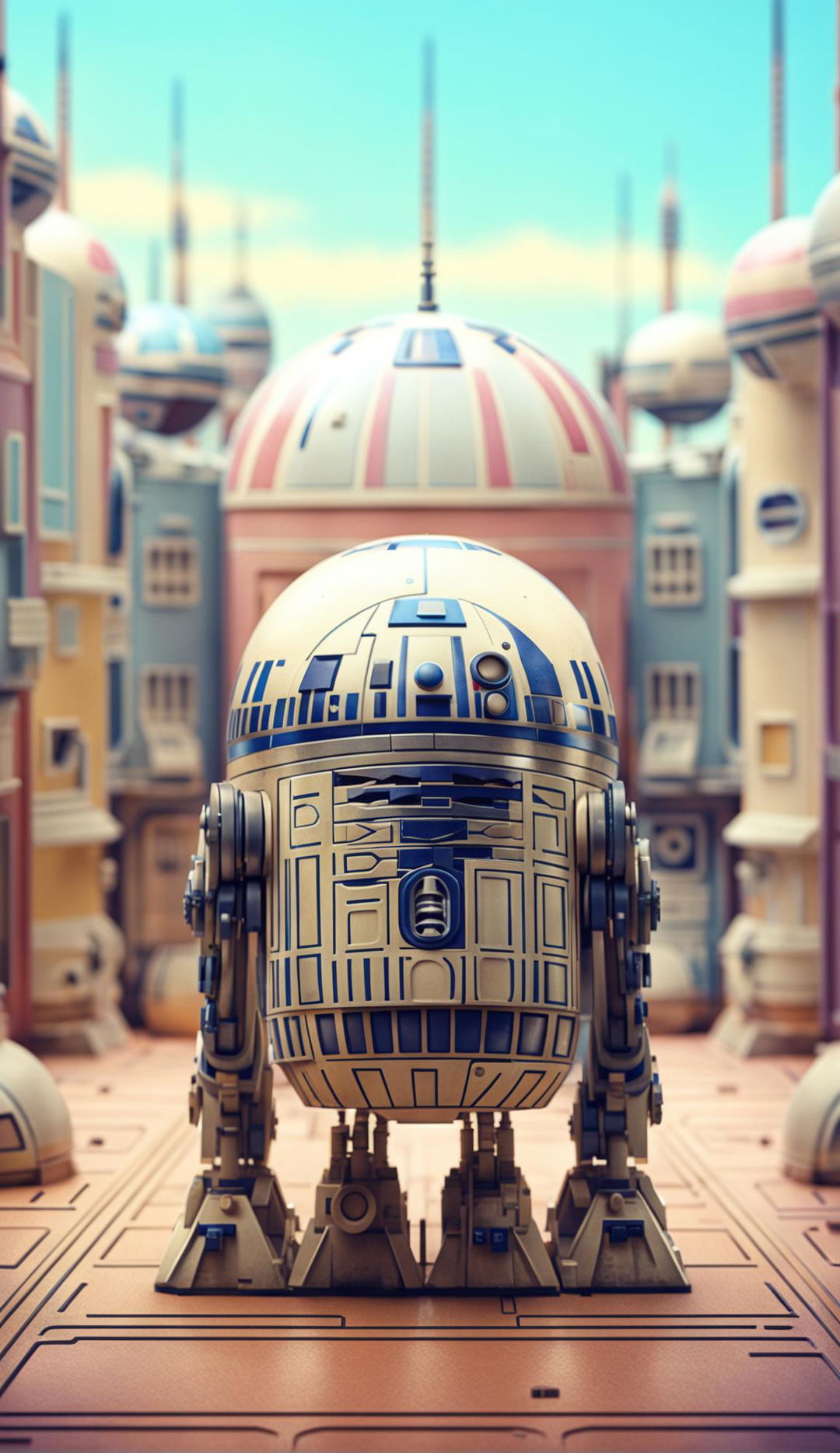 32k Star Wars poster featuring a Wes Anderson-inspired R2D2 on a 200mm canvas.