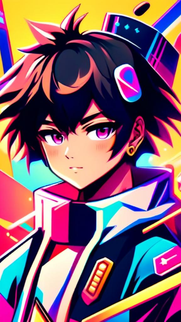 Anime-style profile picture with an abstract background serving as an iPhone wallpaper