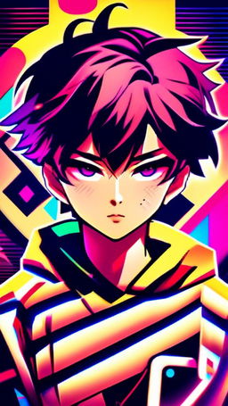 Anime-style profile picture with an abstract background serving as an iPhone wallpaper