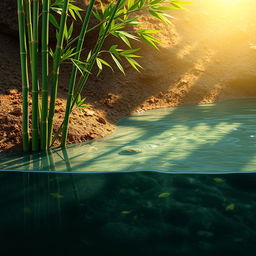 A visual interpretation of an independent and adaptable philosophy, incorporating elements of bamboo, earth, and water