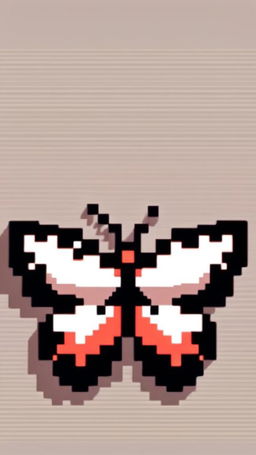 Pixel art profile picture of a butterfly on a white background.