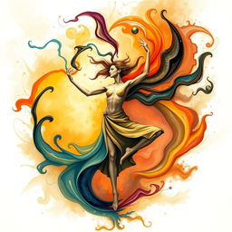An artistic representation of the connection between mind and body, showcasing a confident figure in motion, expressing freedom and grace