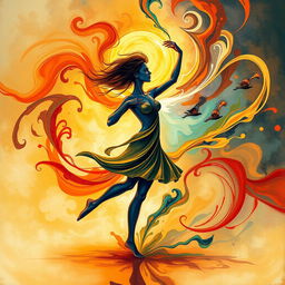 An artistic representation of the connection between mind and body, showcasing a confident figure in motion, expressing freedom and grace