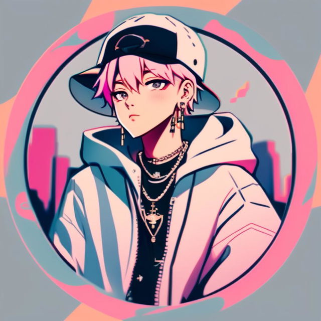 Anime-style rapper with pastel-colored hair and outfit in a circular profile picture with a pastel background.