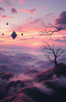 A mesmerizing view of an infinite perspective, featuring a vast landscape that stretches endlessly into the horizon, blending elements of surrealism and dreamlike vistas