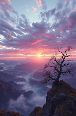 A mesmerizing view of an infinite perspective, featuring a vast landscape that stretches endlessly into the horizon, blending elements of surrealism and dreamlike vistas