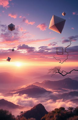 A mesmerizing view of an infinite perspective, featuring a vast landscape that stretches endlessly into the horizon, blending elements of surrealism and dreamlike vistas
