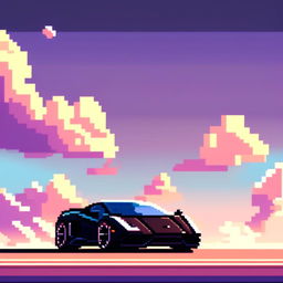 Pixel art profile picture featuring a sleek black supercar against a gradient blue sky.