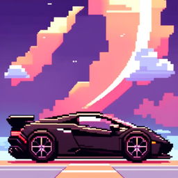 Pixel art profile picture featuring a sleek black supercar against a gradient blue sky.