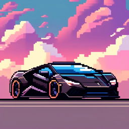 Pixel art profile picture featuring a sleek black supercar against a gradient blue sky.