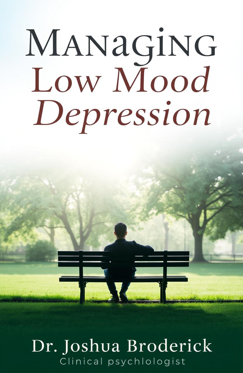 A book cover design for 'Managing Low Mood and Depression' by Dr