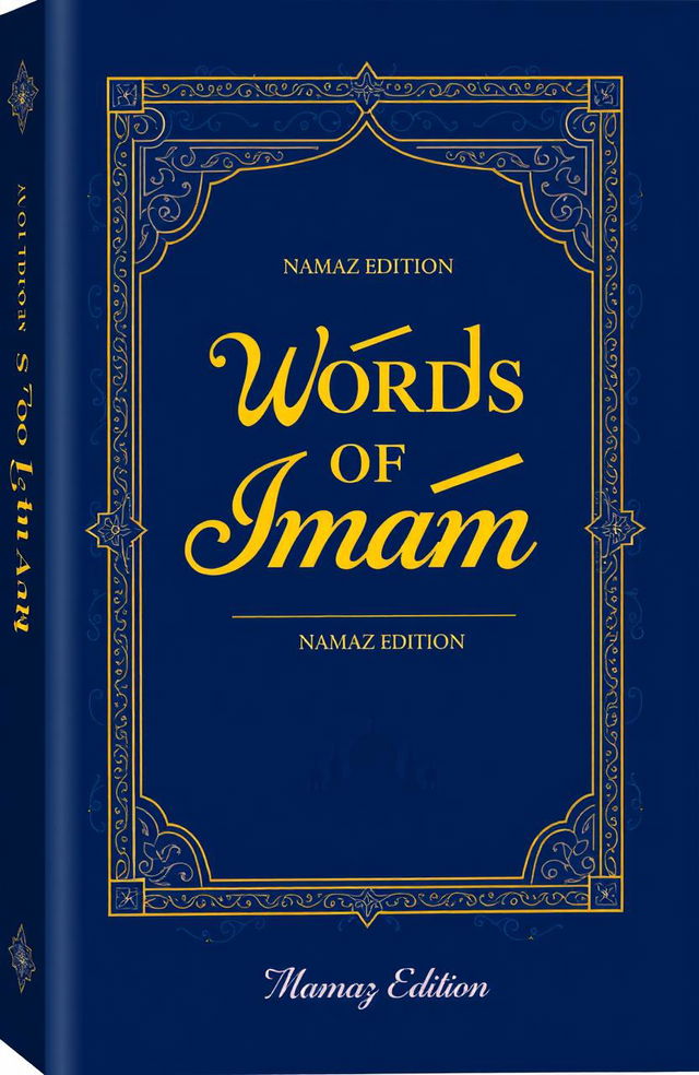 A beautifully designed book cover for a religious book titled 'WORDS OF IMAM', specifically the 'NAMAZ EDITION'