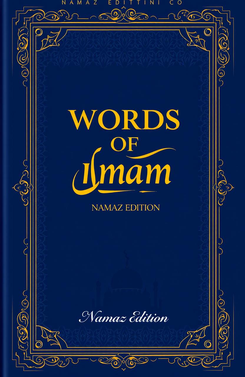 A beautifully designed book cover for a religious book titled 'WORDS OF IMAM', specifically the 'NAMAZ EDITION'