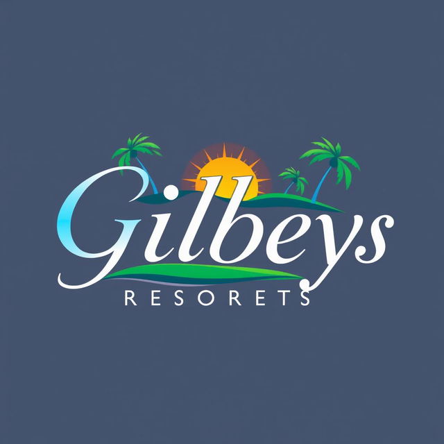 A stylish and inviting logo design for 'Gilbeys Resorts', a holiday resort builder in the Philippines