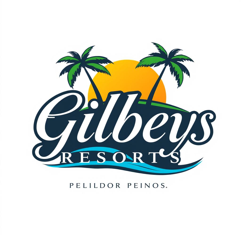 A stylish and inviting logo design for 'Gilbeys Resorts', a holiday resort builder in the Philippines